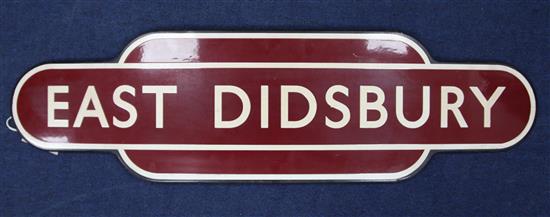 A two colour enamel East Didsbury railway sign, 3ft 1in.